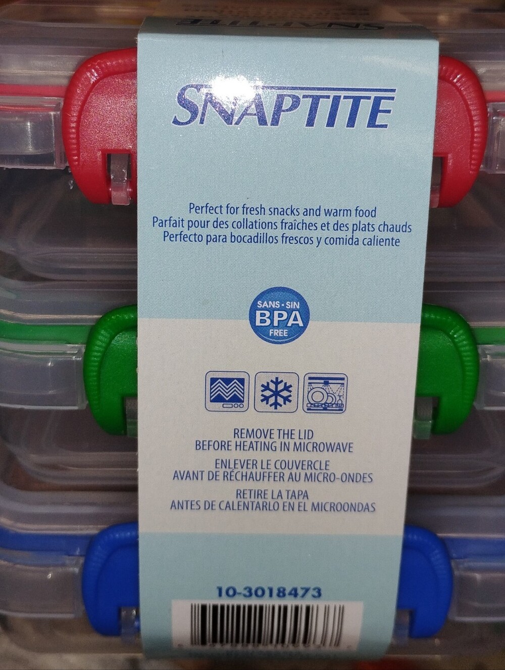 SnapTite Stackable Food Storage Containers - Red, Green, Blue